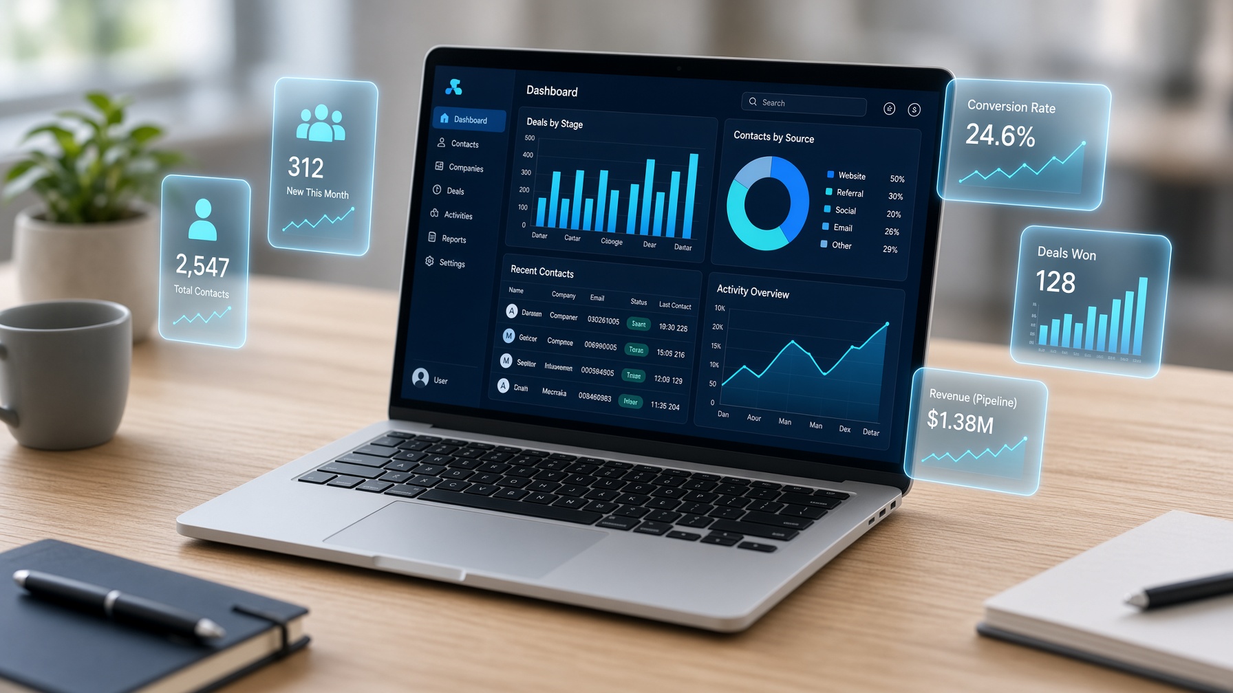 Laptop with analytics dashboards