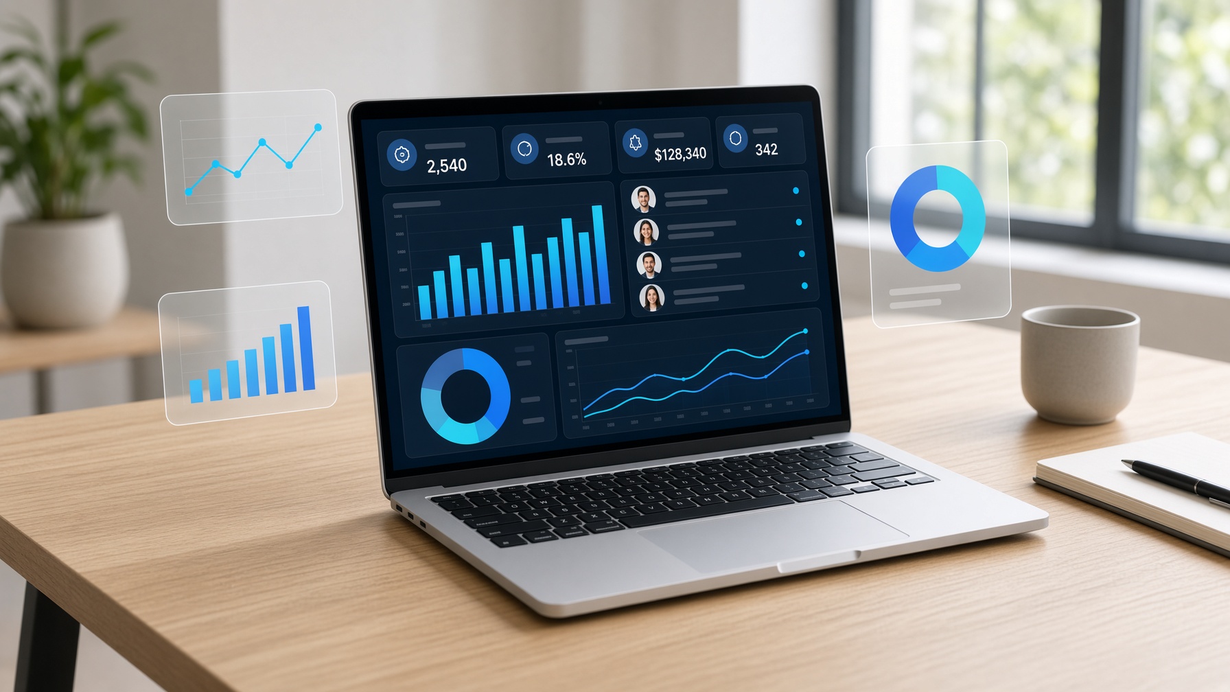 CRM dashboard on a laptop