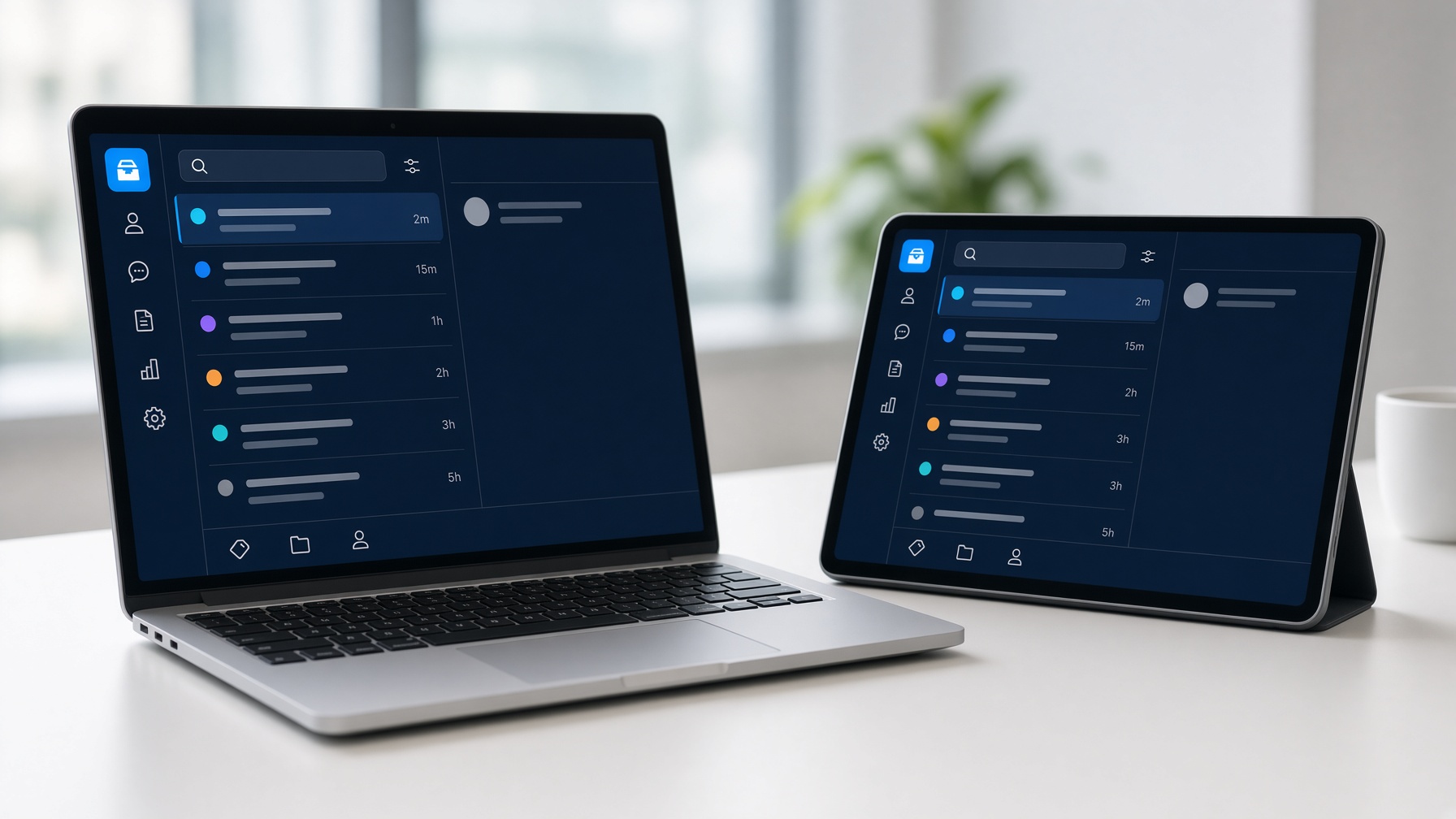Unified inbox on a laptop and tablet